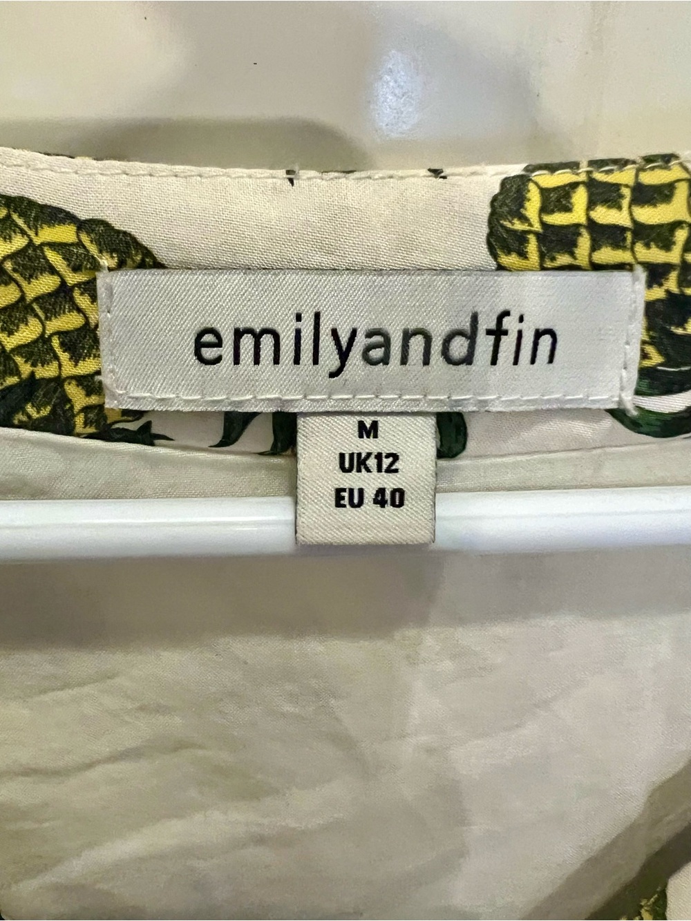 emilyandfin Women's White Dress with Yellow Pineapple Print